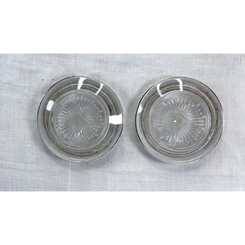 Vintage Sterling Silver Rim Glass Coasters Set of 4 Frank M Whiting Laben